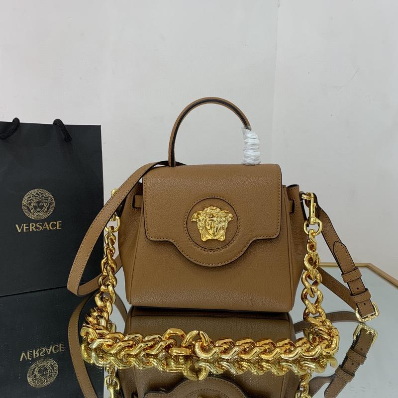 Versace Chain Handbags DBF1040 Gold buckle earth yellow